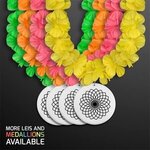 Neon Assorted Flower Lei Necklace w/ Medallion (Non-Light Up) -  