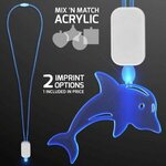 Neon Lanyard with Acrylic Dolphin Pendant - Blue -  