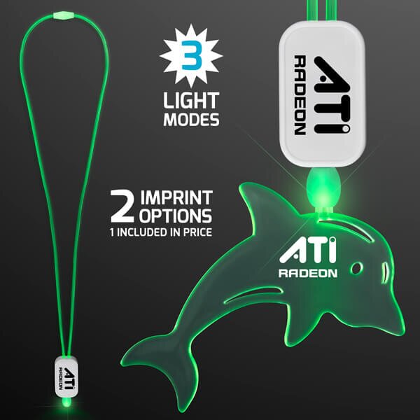 Main Product Image for Neon Lanyard with Acrylic Dolphin Pendant - Green