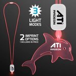 Neon Lanyard with Acrylic Dolphin Pendant - Red -  