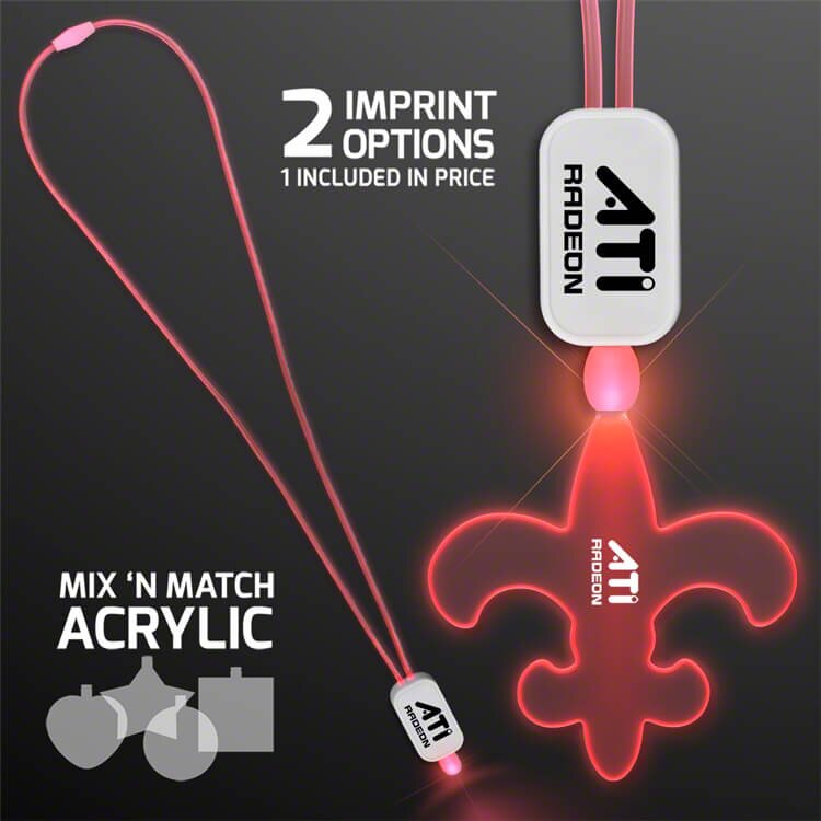 Main Product Image for Neon Lanyard with Acrylic Fleur De Lis Pendant - Red