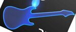 Neon Lanyard with Acrylic Guitar Pendant - Blue - Blue