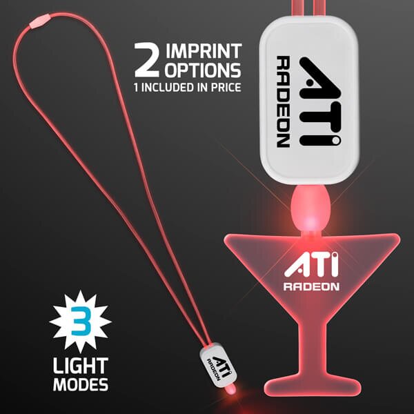 Main Product Image for Neon Lanyard with Acrylic Martini Pendant - Red