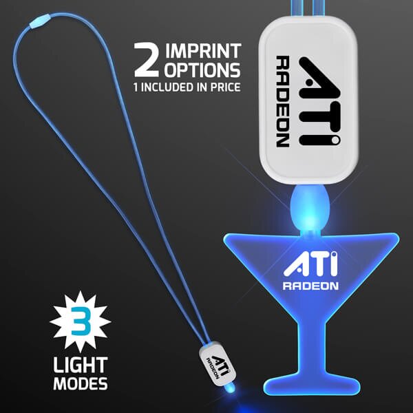 Main Product Image for Neon Lanyard with Acrylic Martini Pendant - Blue