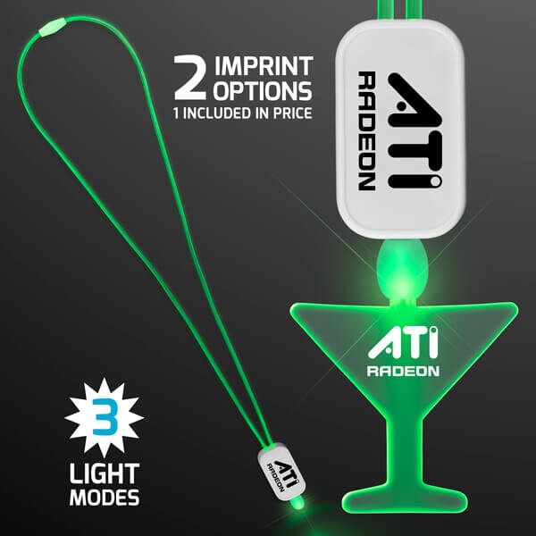 Main Product Image for Neon Lanyard with Acrylic Martini Pendant - Green
