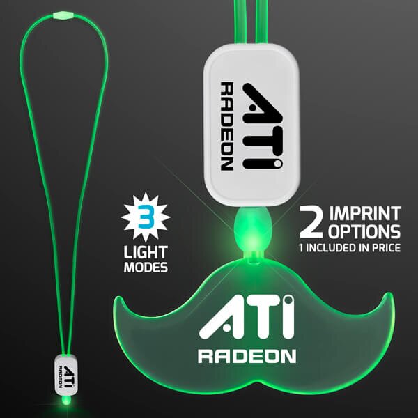 Main Product Image for Neon Lanyard with Acrylic Mustache Pendant - Green