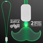 Neon Lanyard with Acrylic Mustache Pendant - Green -  
