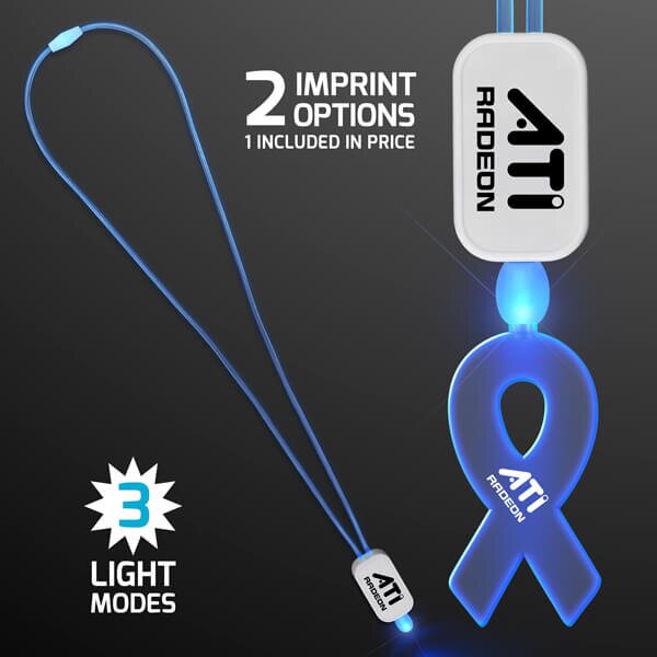 Main Product Image for Neon Lanyard with Acrylic Ribbon Pendant - Blue