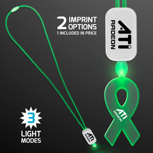 Main Product Image for Neon Lanyard with Acrylic Ribbon Pendant - Green