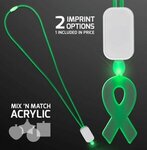 Neon Lanyard with Acrylic Ribbon Pendant - Green -  