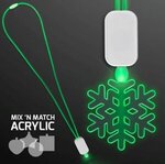 Neon Lanyard with Acrylic SnowFlake Pendant - Green -  