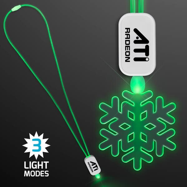 Main Product Image for Neon Lanyard with Acrylic SnowFlake Pendant - Green