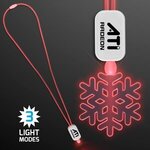 Neon Lanyard with Acrylic SnowFlake Pendant - Red -  