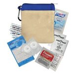 New Recovery Kit Canvas Zipper Tote Kit - Tan With Blue Accent