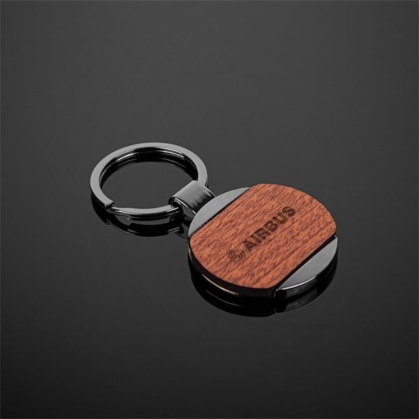 Main Product Image for Newcastle Gunmetal & Wood Round Key Chain