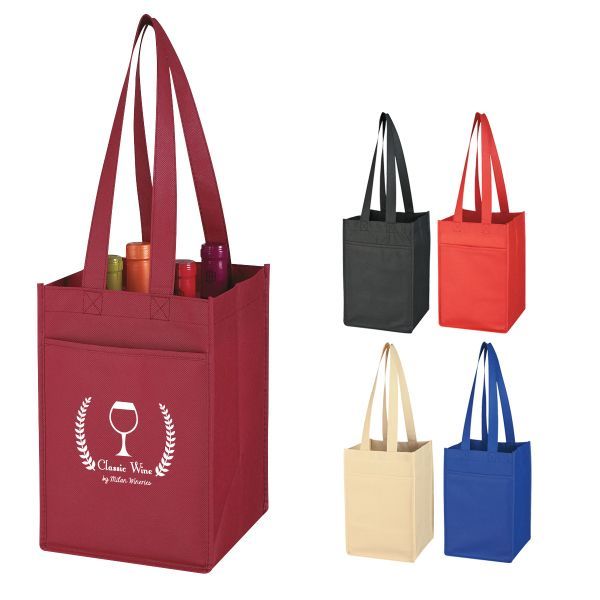 Main Product Image for Imprinted Non-Woven 4 Bottle Wine Tote Bag