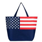 Non-Woven American Flag Tote Bag - Metallic imprint - Navy