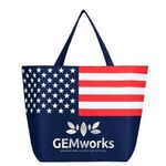 Non-Woven American Flag Tote Bag - Metallic imprint - Navy