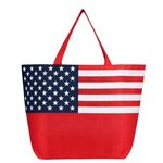 Non-Woven American Flag Tote Bag - Metallic imprint - Red