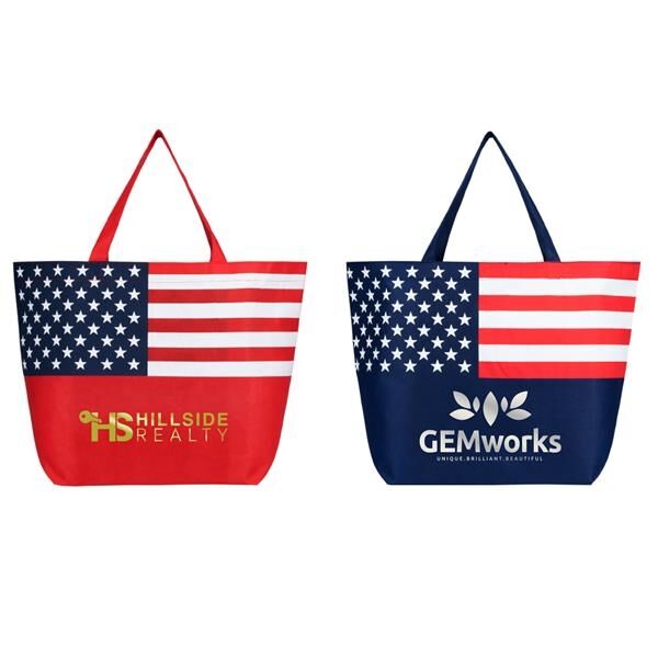 Main Product Image for Non-Woven American Flag Tote Bag - Metallic imprint