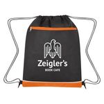 Non-Woven Bandura Drawstring Bag - Black with Orange