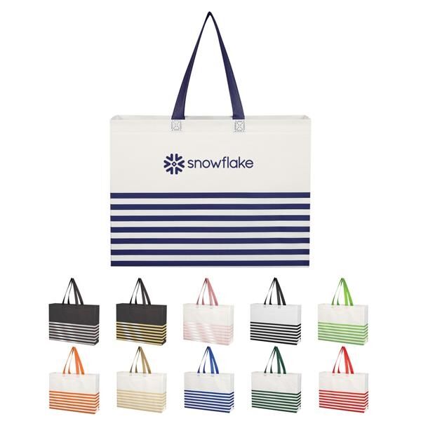 Main Product Image for Non-Woven Horizontal Stripe Tote Bag