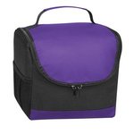 Non-Woven Thrifty Lunch Kooler Bag - Black With Purple