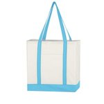 Non-Woven Tote Bag with Trim Colors - White With Light Blue