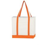 Non-Woven Tote Bag with Trim Colors - White With Orange