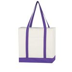 Non-Woven Tote Bag with Trim Colors - White With Purple