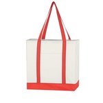 Non-Woven Tote Bag with Trim Colors - White with Red