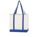 Non-Woven Tote Bag with Trim Colors - White With Royal Blue