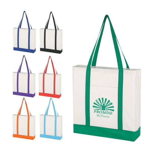 Imprinted Non-Woven Tote Bag With Trim Colors with your logo ...