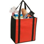 Non-woven two-tone grocery tote - Red