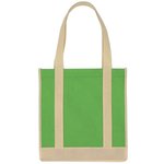 Non-Woven Two-Tone Shopper Tote Bag - Kelly Green w/ Ivory Trim