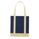 Non-Woven Two-Tone Shopper Tote Bag - Navy w/ Ivory Trim