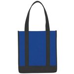 Non-Woven Two-Tone Shopper Tote Bag - Royal Blue w/ Black Trim