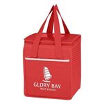 Non-Woven Wave Design Kooler Lunch Bag - Red