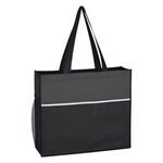 Non-Woven Wave Design Tote Bag - Black