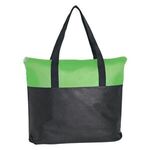 Non-Woven Zippered Tote Bag - Lime/ Black