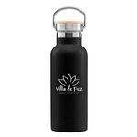 Oahu 17oz. Double Wall Stainless Canteen Bottle - Silkscreen - Black