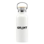 Oahu 17oz. Double Wall Stainless Canteen Bottle - Silkscreen - White