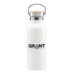 Oahu 17oz. Double Wall Stainless Canteen Bottle - Silkscreen - White