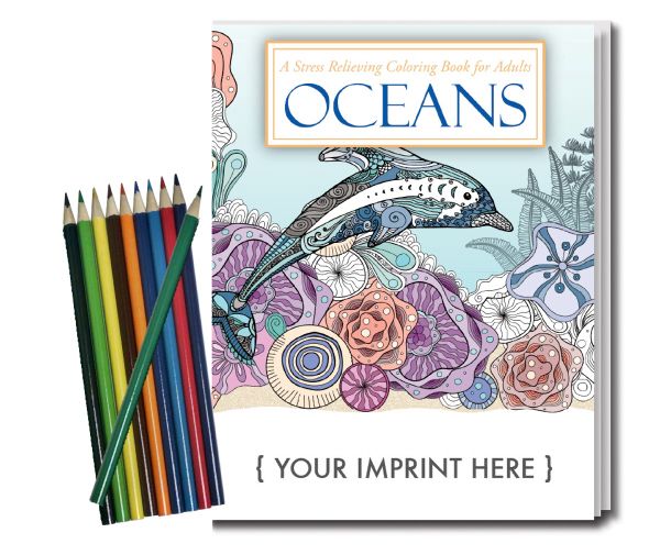 Main Product Image for Oceans Coloring Book for Adults + Colored Pencils Relax Pack