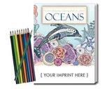 Oceans Coloring Book for Adults + Colored Pencils Relax Pack -  