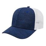 One Size Stretch-Fit Mesh Back Cap - Heather Blue-white