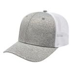 One Size Stretch-Fit Mesh Back Cap - Heather Gray-white