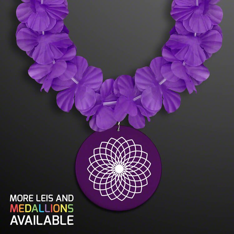 Main Product Image for Orange Flower Lei Necklace with Medallion (Non-Light Up)