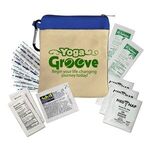 Outdoor Canvas Zipper Tote Day Kit with Carabiner - Natural With Blue Trim