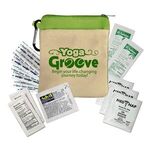 Outdoor Canvas Zipper Tote Day Kit with Carabiner - Natural With Lime Green Trim